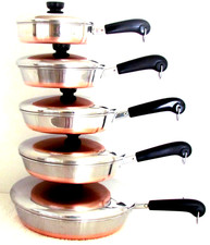 VINTAGE REVERE WARE SKILLET LOT INCL. LARGE 12