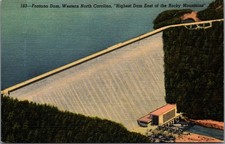 Fontana Dam NC Linen Postcard - Highest East of Rockies - Curteich picture