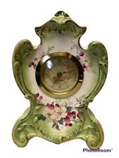 Vintage Floral Victorian Mercedes Boudoir Mantel Porcelain Wind Up German Clock picture