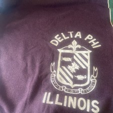 Vintage Illinois Delta Phi Wool Knit Blanket Fraternity 62” X 70” College picture