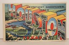 Vintage 1940s Heartiest Greetings From Houston Postcard Excellent Condition  picture