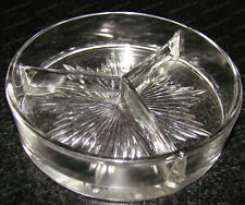 Indiana Glass Co. Divided 3-part SERVER Bowl Star Burst Base, Heavy picture