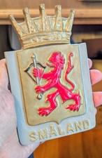Swedish Vintage Metal Wall Plaque Provincial coat of arms of Smaland a Griffin picture