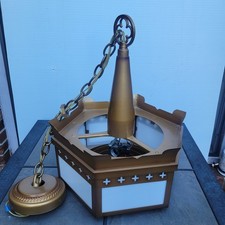 VTG Hexagonal Cross Detailed Light Fixture Gothic Church Pendant Hang Ceiling picture