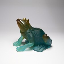 Daum France Pâte-de-Verre Frog Turquoise “Secret de Parfum” – Gold Eyes – Origin picture