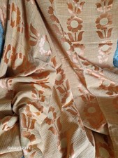 Beautiful Vintage 1970's Orange Flower Power Pair of Curtains  145L  x 120W VGC picture