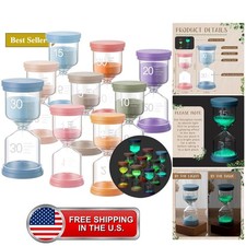 9 Pcs Luminous Sand Timers 0.5/1/2/3/5/10/15/20/30 Minutes Colorful Hourglass... picture