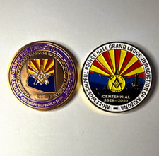 2 Prince Hall Grand Lodge Arizona Centennial 1920-2020 Masonic Challenge Coins picture