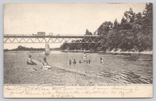 Versailles Bridge Gowanda NY Swimming Bathers c1906 Postcard Armes picture