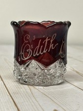 Ruby Flash Glass Cup 1913 Edith Toothpick Holder picture