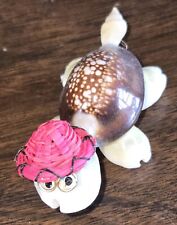 Vintage Turtle Made Of Shells With Pink Hat picture
