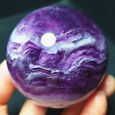 RARE 284g Natural Purple Cloud Layer Fluorite Crystal Sphere Ball Healing CA4896 picture