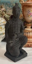 10.75” h Lg Vintage Chinese Terracotta Warrior Kneeling Archer Statue A&C Trade picture
