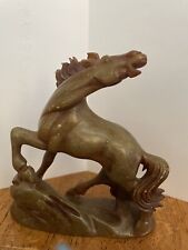 Vintage Chinese Soapstone Hand Carved Horse Sculpture China Signed 