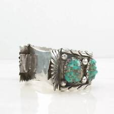 Leekya, Zuni Sterling Silver Watch Cuff Bracelet Carved, Turquoise picture