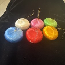 6 Vintage Satin/Silk Spun UFO Christmas Ornament picture