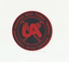 RETRO 90s Era UA PLUMBERS PIPEFITTERS STEAMFITTERS RED BLACK Insignia Sticker picture