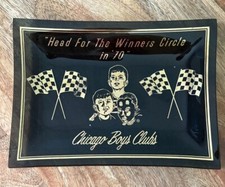 Vintage Chicago Boys Club bent glass tray 1970 Para Gift picture