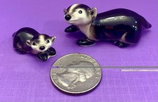 Adorable Vintage Hagen Renaker Porcelain Badger And Baby  Only Produced 1984-86 picture
