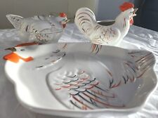Vintage Chicken Sugar And Creamer Set With Tray Chicken Japan picture