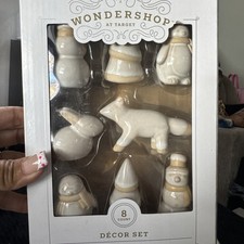 NEW Target Wondershop 8 pc Ceramic White Christmas Décor Set 2025 picture