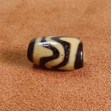 Ancient Tibetan Old Agate Dzi Bead Water Striped Amulet Pendant 18×11mm #9045 picture