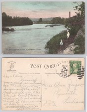 1910 Whitewater River Ripples Ohio Hand Tinted Photogravure Postcard Vintage picture