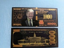 Black Gold Foil Banknote President Donald Trump $1000 Dollar Bill picture