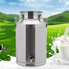 60L Stainless Steel Milk Jug Milk Can Free-standing Sealed Bucket & Faucet  picture