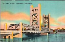 Sacramento CA California,cTower BridgecVintage Linen Postcard Unposted Unused picture