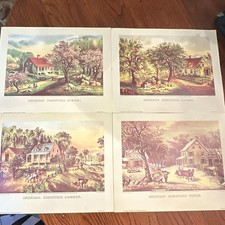 Aspelin Art Galleries Currier & Ives American Homestead Seasons 4 Print Set picture