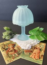Vintage Westmoreland Fairy Lamp Frosted Satin Blue Glass Pedestal picture