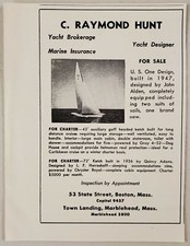 1947 Print Ad Yacht Designer Yacht Brokerage C Raymond Hunt Boston,Marblehead,MA picture