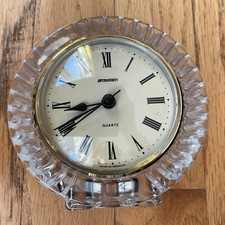 Vintage Staiger Germany Lead Crystal Desk Clock - Cristal D' Arques France HEAVY picture