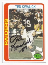 SUPER BOWL XI CHAMPION & OAKLAND RAIDERS TE TED KWALICK SIGNED CUSTOM CARD RARE picture