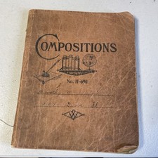 antique COMPOSITION PENMANSHIP SCHOOL BOOK  High School Dorothy Sanford picture
