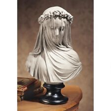 European Veiled Lady Maiden Bust Sculpture Bride Statue Upon Museum Mount picture