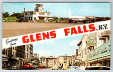 c1960s Greetings From Glens Falls New York Airport Street Postcard Lot of 100 picture