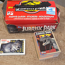 1992 Topps Jurassic Park Movie Cards complete 88 set and 11 stickers with box picture