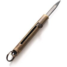 Brushed Brass Mini Knife - Keychain Pocket Knife, Compact Retractable Folding  picture