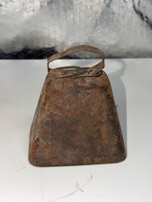 Vintage Rustic Iron Cow Bell Brown Primitive Farmhouse Decor Patina Livestock picture