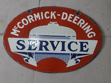 PORCELAIN McCORMICK DEERING SERVICE ENAMEL SIGN 30X20 INCHES DOUBLE SIDED picture