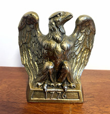 Vintage 1776 Brass Bald Eagle Bookend American Patriotic Federal Decor picture