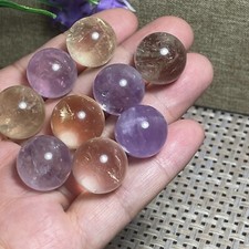 9pc Citrine / Purple stone crystal ball sphere polished Mineral Specimen 61g A8 picture