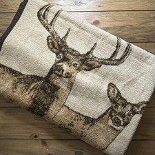 Vintage Fall Biederlack Whitetail Deer Buck Autumn Blanket Brown Cream 54