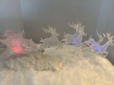 Santa's Sleigh W/clear reindeer(6) Large clear resin light up heritage mint LTD picture