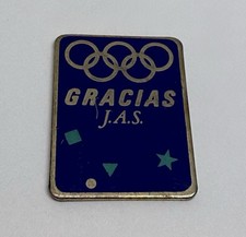 Vintage Gracias J.A.S. Juan Antonio Samaranch Olympic Rings Lapel Pin (53B) picture
