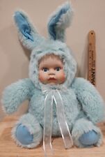 Retired Cracker Barrel Porcelain Face Light Blue Bunny Easter Plush/Decor 16