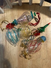 VTG Blown Glass Hand Painted Christmas Ornaments Set of 5 picture