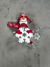 Metal Holiday Christmas Snowman Ornament Figure Tall Top Hat With Nose picture